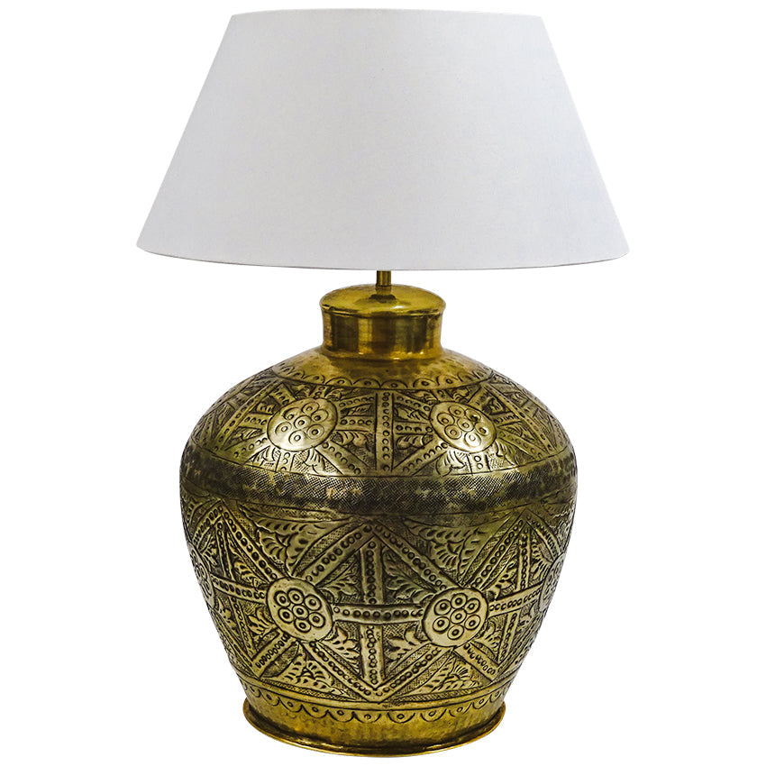 Fabron Table Lamp with Shade - Polished Antique Brass - Notbrand