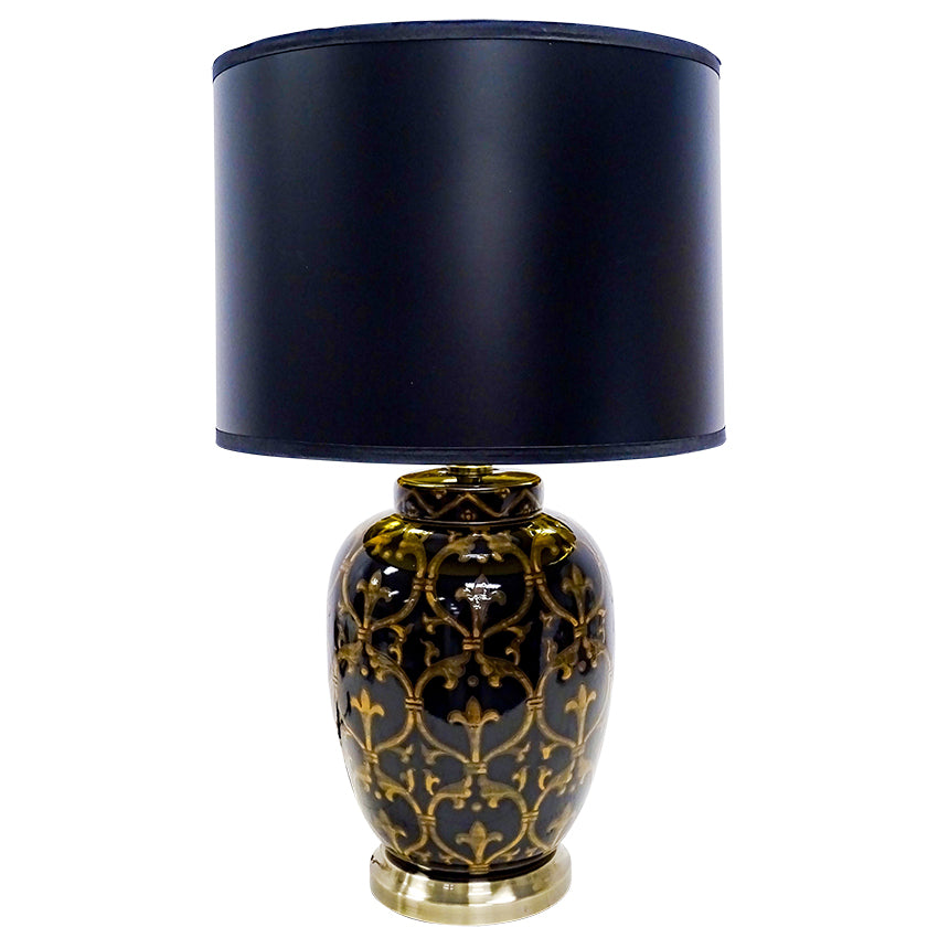 Xavier Ceramic Base Table Lamp - Black & Caramel - Notbrand
