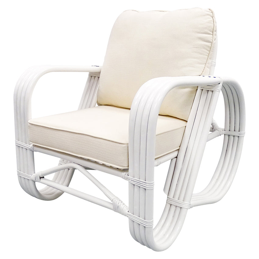 Bahama Bamboo Rattan Lounge Armchair with Cushion - White - Notbrand