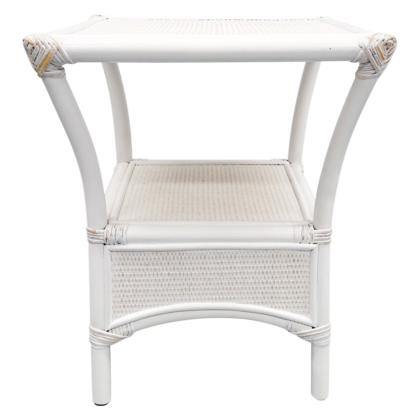 Jutta Bamboo Rattan Side Table - White Wash - Notbrand