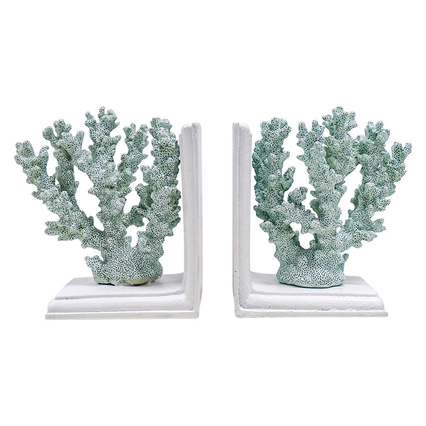 Erina Coral Seafoam Sculpture Bookend - Set of 2 - Notbrand