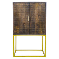 Siran Mango Wood Bar Cabinet - Forest Oak & Brass - Notbrand