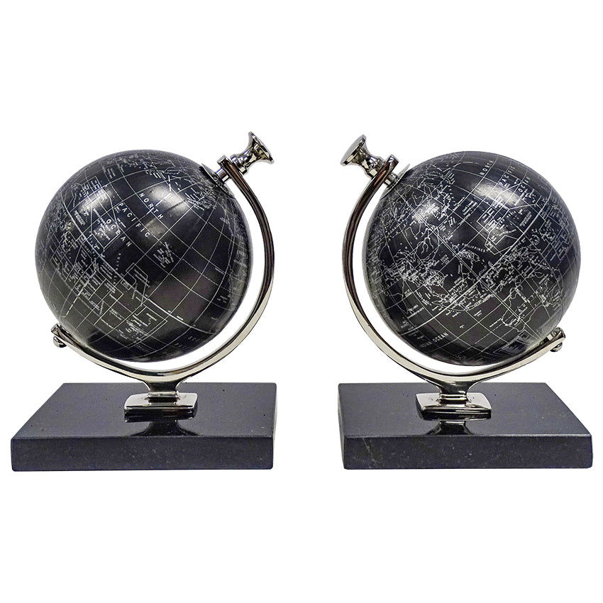 Globe Bookend in Black & Nickel - Set of 2 - Notbrand