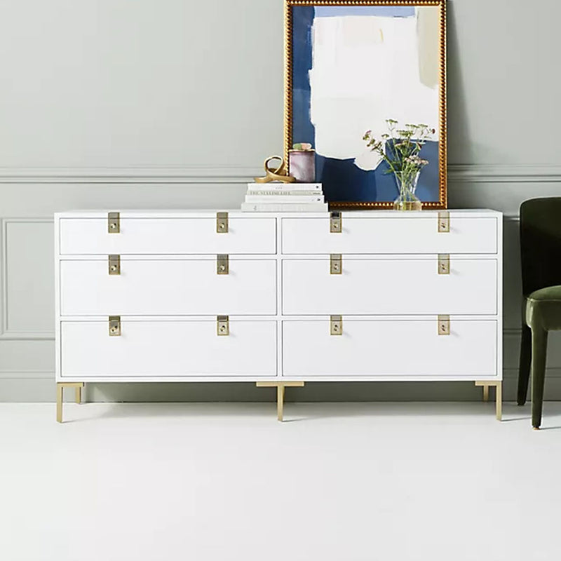 Monge Wooden 6 Drawer Dresser - White - Notbrand