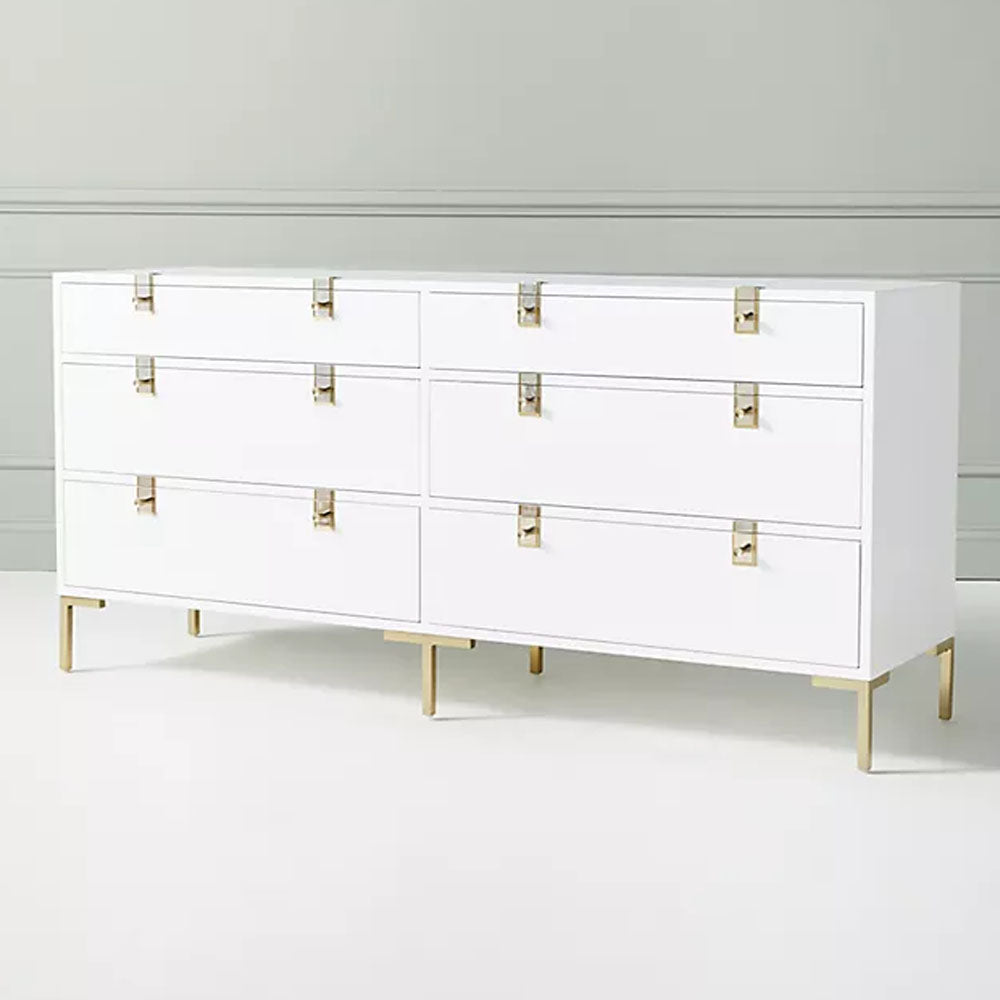 Monge Wooden 6 Drawer Dresser - White - Notbrand