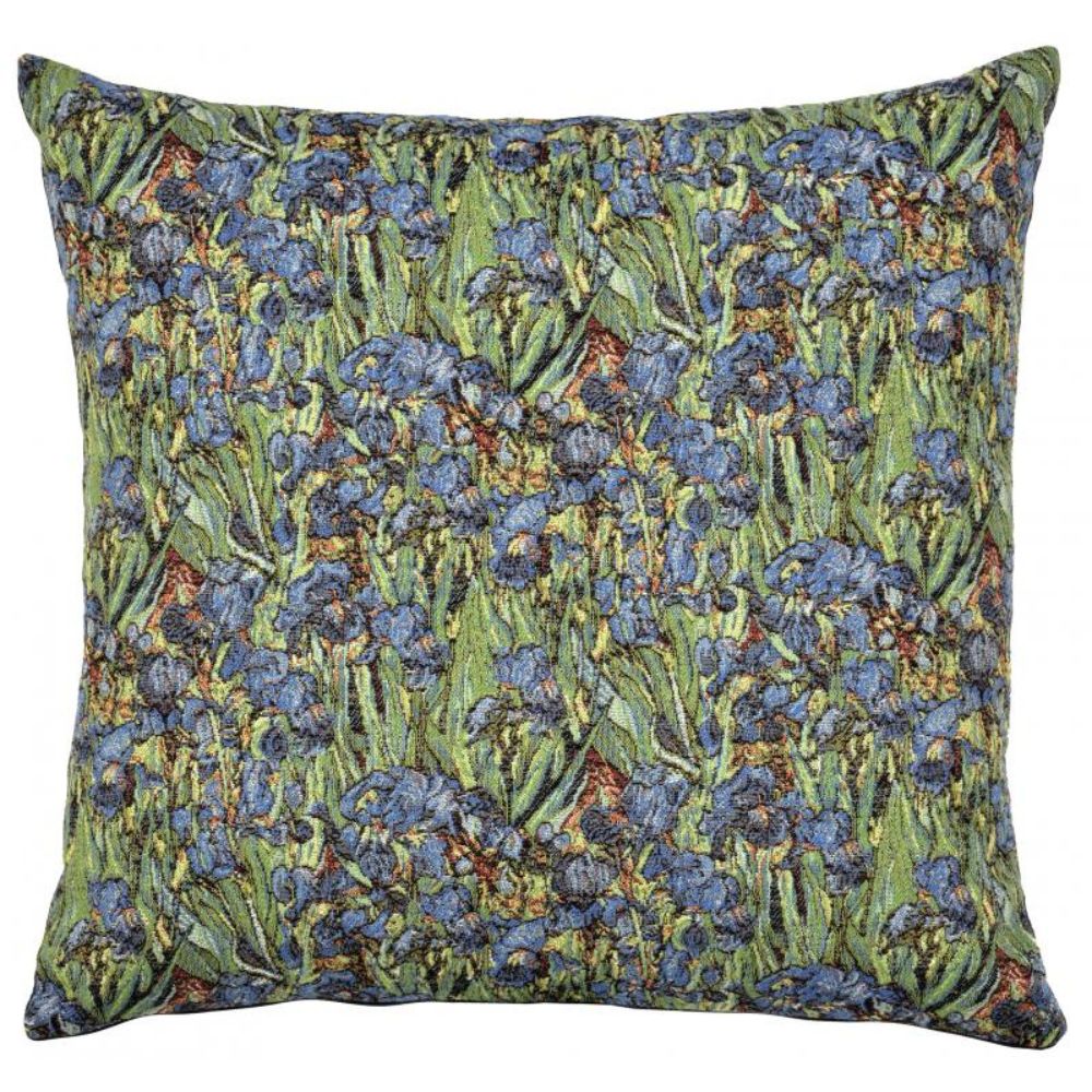 Irises Cotton Fabric Square Cushion - NotBrand