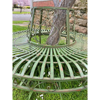 Tree Surround Outdoor Iron Bench - Distressed Green Finish - Notbrand