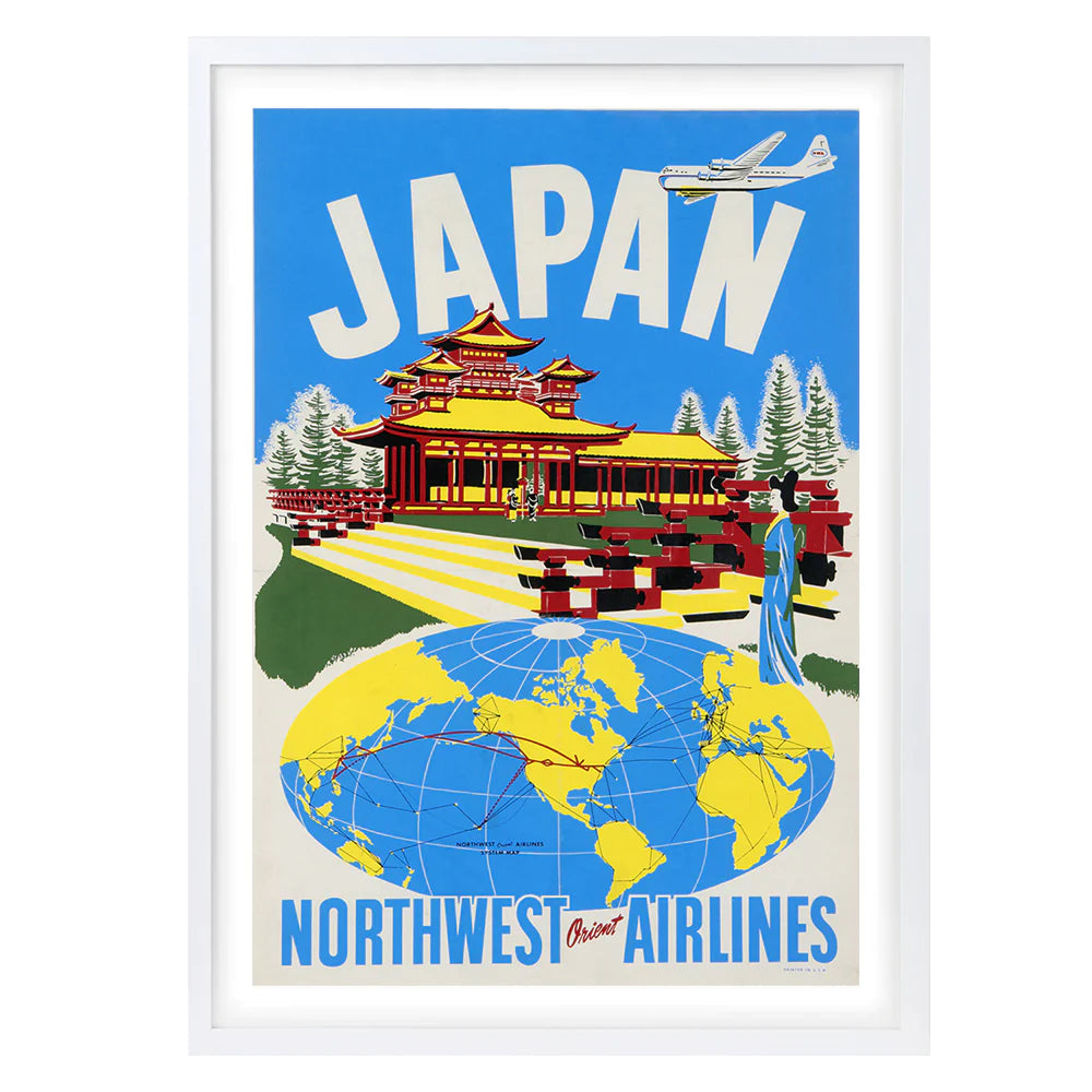 Japan Northwest Airways Framed A1 Wall Art Print - Large - NotBrand