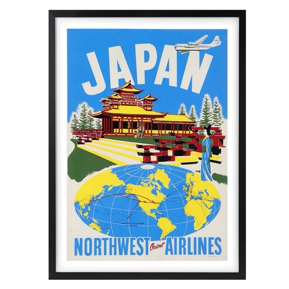 Japan Northwest Airways Framed A1 Wall Art Print - Large - NotBrand