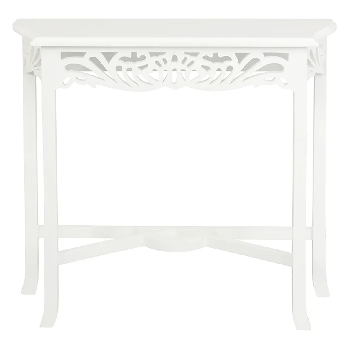 Jepara Handcarved Timber Console in White - 82cm - Notbrand