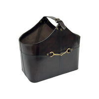 Katyr Leather Magazine Basket with Horse Bit - Black - Notbrand