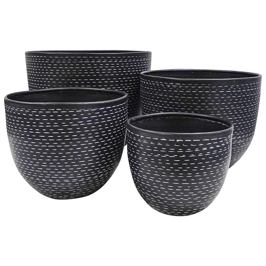 Kutna Pot Planter in Black & White - Set of 4 - Notbrand