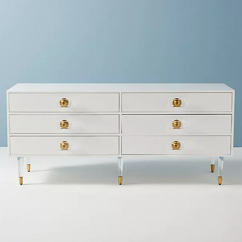 Zengary Wooden Lacquered 6 Drawer Dresser - White - Notbrand