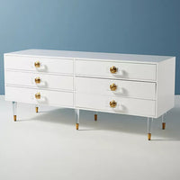 Zengary Wooden Lacquered 6 Drawer Dresser - White - Notbrand
