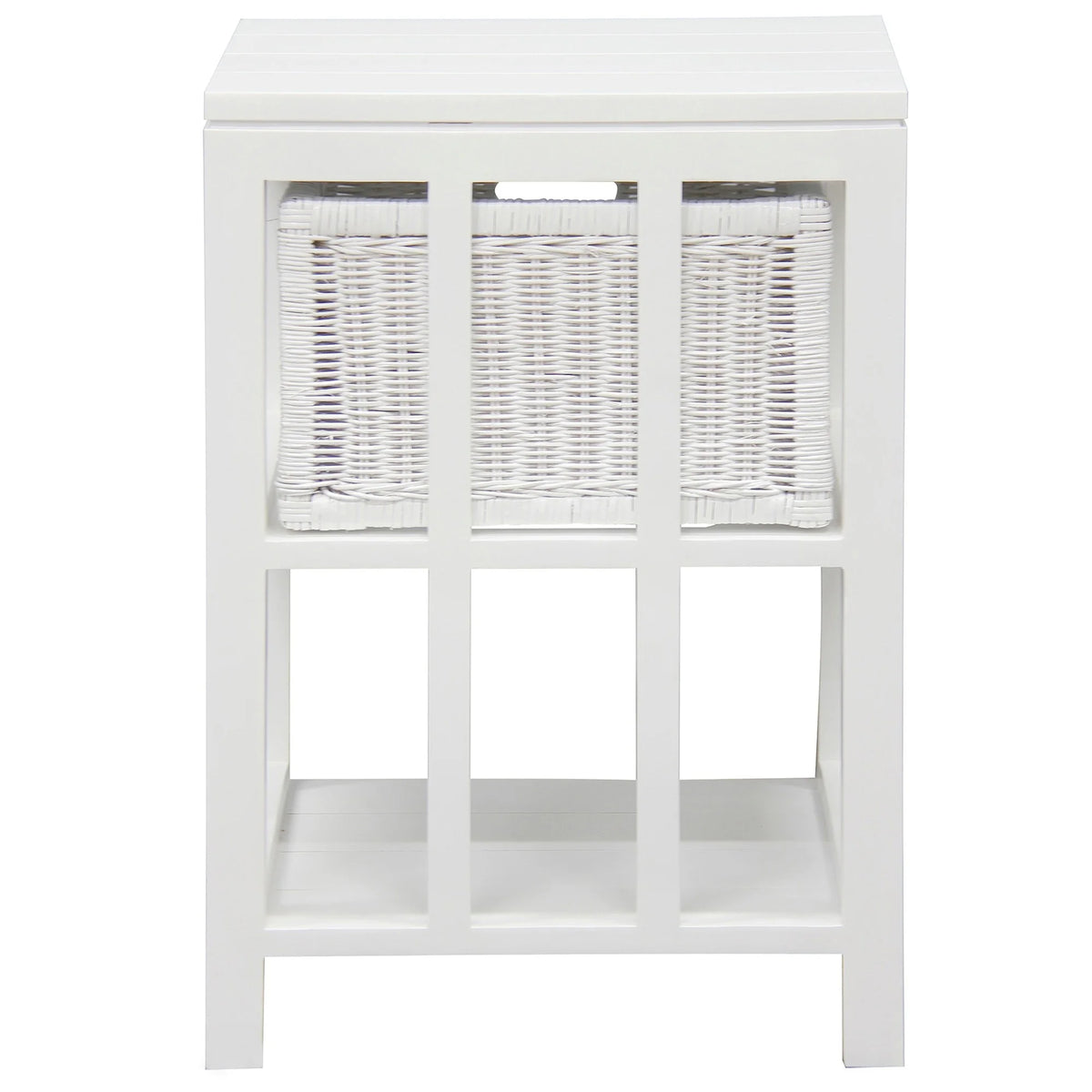 Lainey Rattan 1 Drawer Lamp Table - White