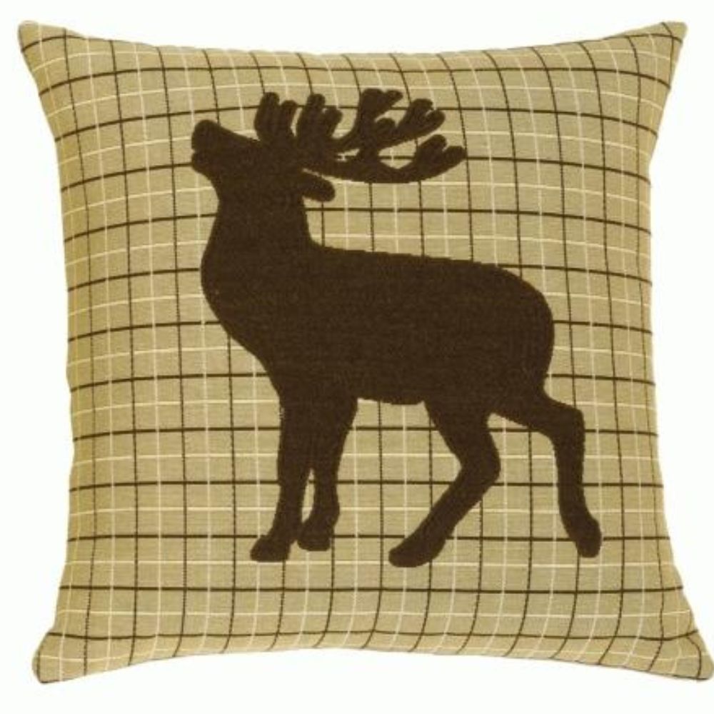 Deer Suede Fabric Cushion - Left Plaid - NotBrand