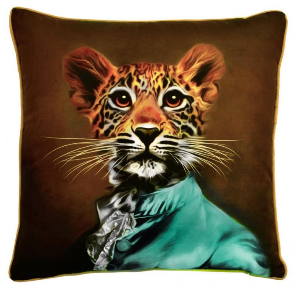 Lenny Leopard Cushion - Velvet Fabric - NotBrand