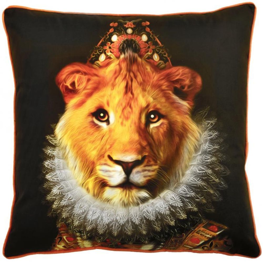Leonie Lioness Cushion - Velvet Fabric - NotBrand