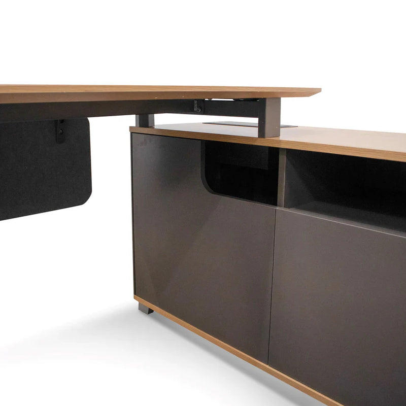 Liarie Right Return Grey Office Desk - Natural Top - NotBrand