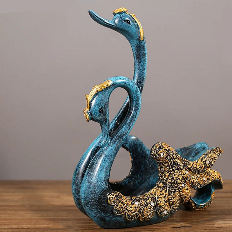Luxus Resin Swan Statue Wine Rack Bottle Holder - Blue - Notbrand