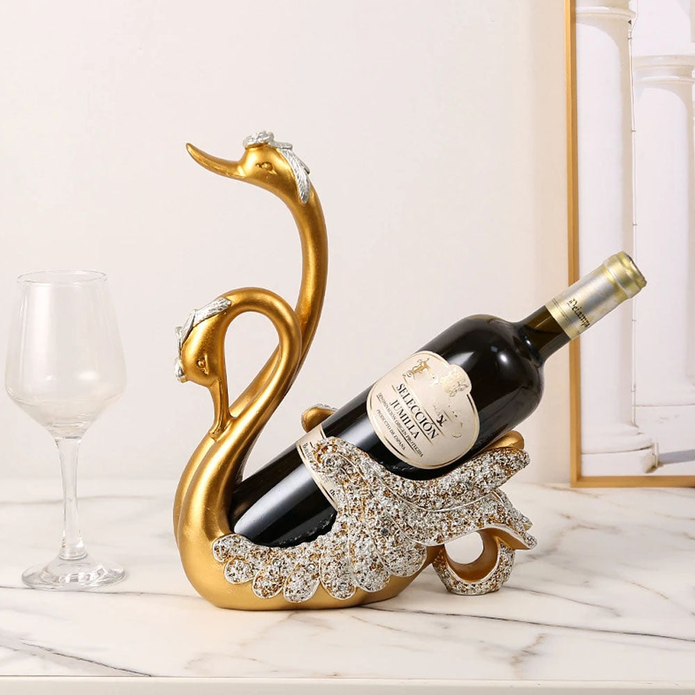 Luxus Resin Swan Statue Wine Rack Bottle Holder - Gold - Notbrand