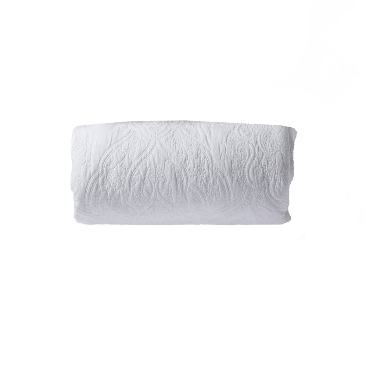 French Soft Cotton Damask Coverlet - White - Notbrand