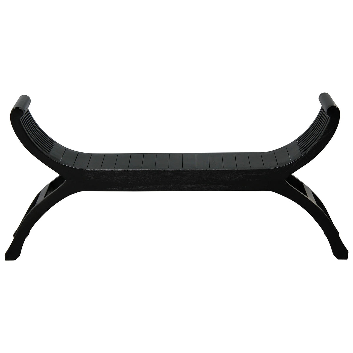 Maeve Timber 2 Seater Curved Bench - Black - Notbrand