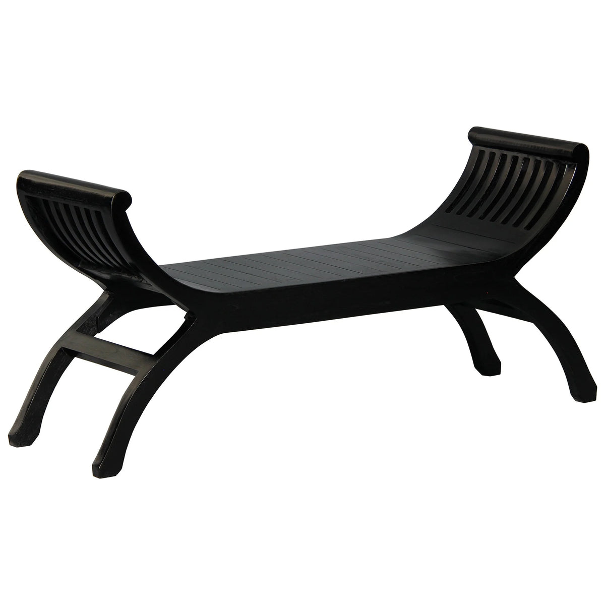 Maeve Timber 2 Seater Curved Bench - Black