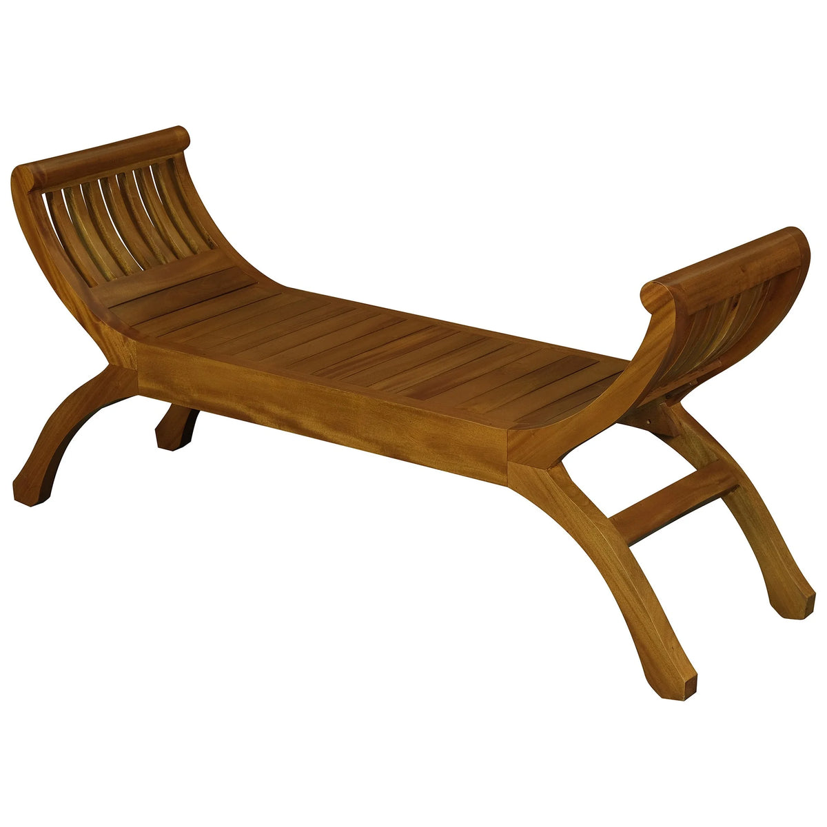 Maeve Timber 2 Seater Curved Bench - Light Pecan
