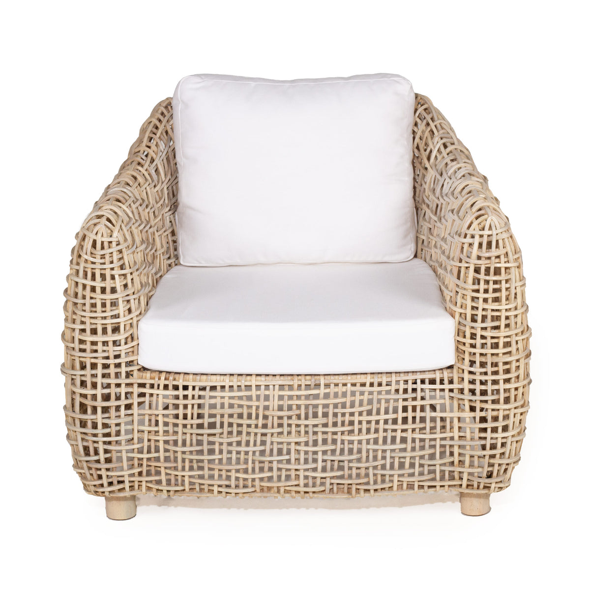 Mason Rattan Lounge Armchair - White Wash