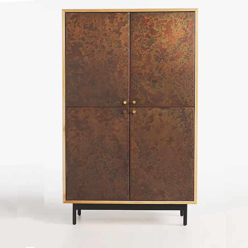 Modas Wooden Reactive Cabinet With Metal Door -  Patina Finish - Notbrand