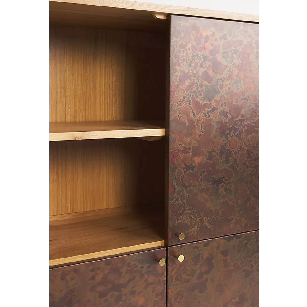 Modas Wooden Reactive Cabinet With Metal Door -  Patina Finish - Notbrand