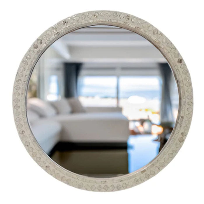 Mother Of Pearl Radiance Round Wall Mirror - 61cm - Notbrand