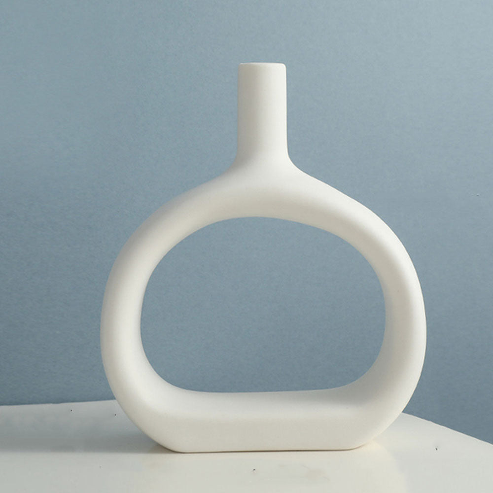 Nofel Ceramic Hollow Vase Planter - White - Notbrand