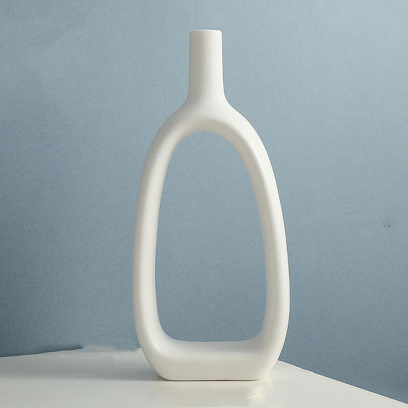 Nofel Ceramic Hollow Vase Planter - White - Notbrand