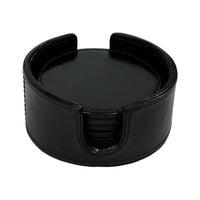 Norcan Leather Round Coasters - Black - Notbrand