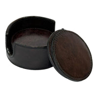 Norcan Leather Round Coasters - Dark - Notbrand