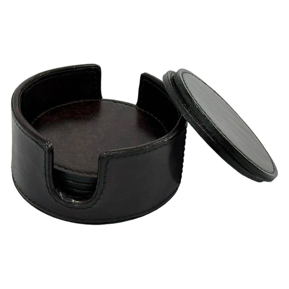 Norcan Dark Leather Square Coasters - NotBrand
