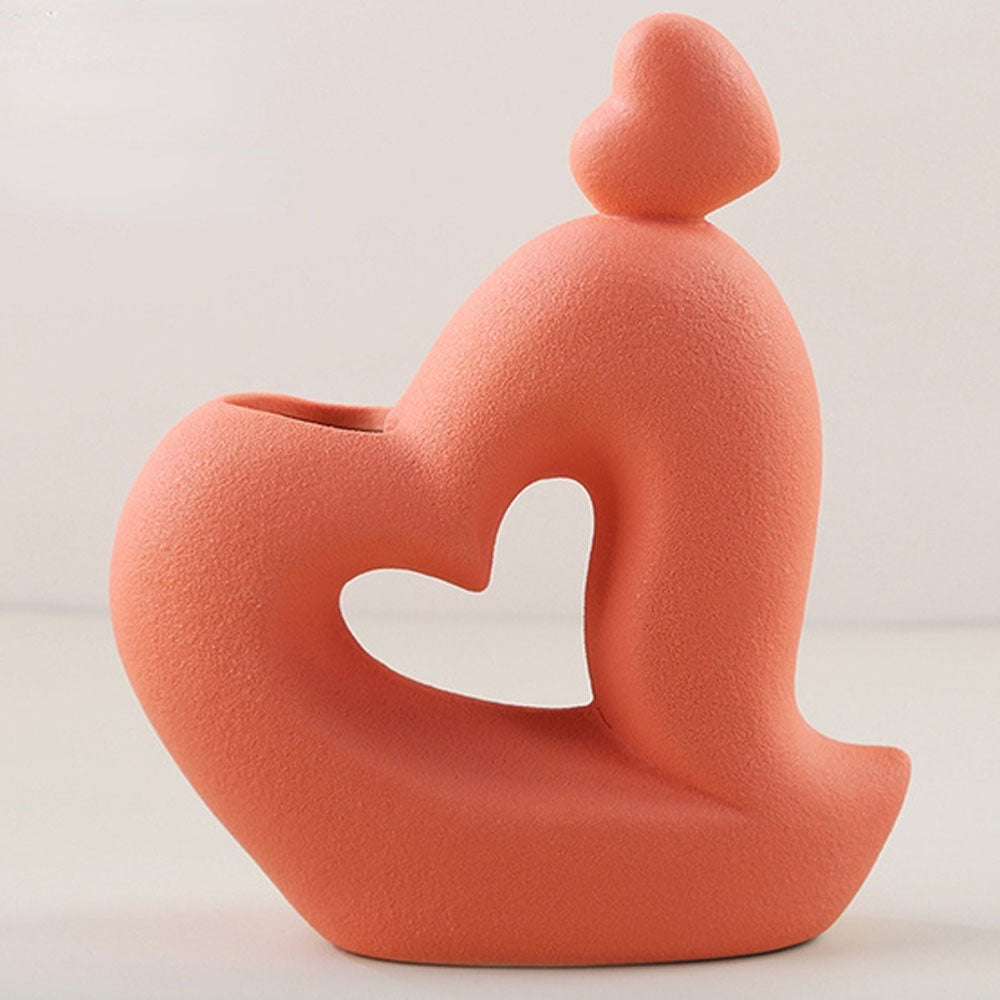 Ceramic Heart Shaped Abstract Statue Vase - Range - Notbrand