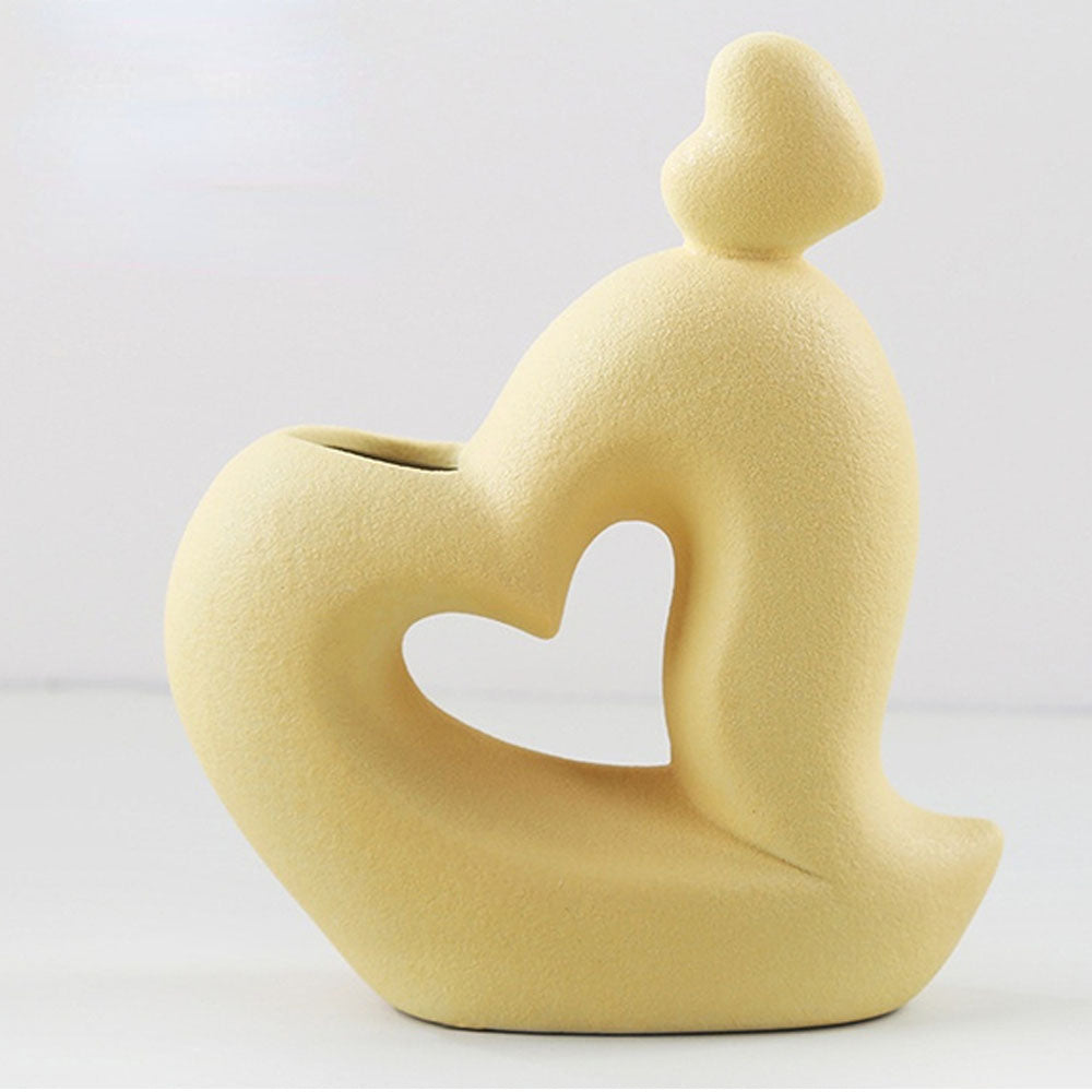 Ceramic Heart Shaped Abstract Statue Vase - Range - Notbrand