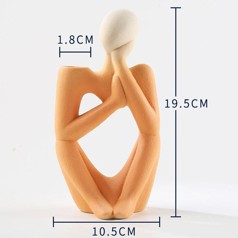 Ceramic Heart Shaped Thinker Statue Vase - Range - Notbrand