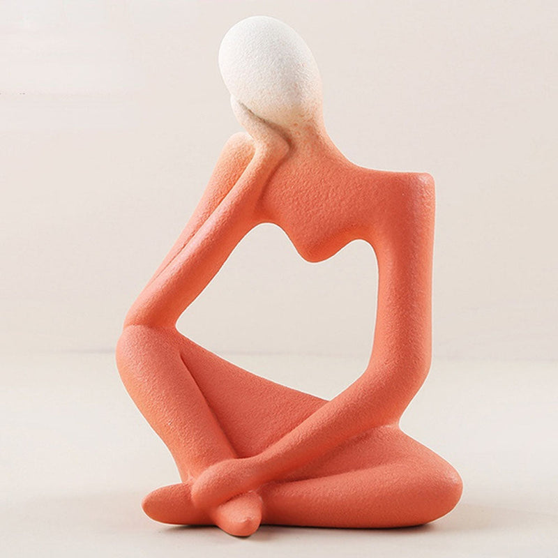 Ceramic Heart Shaped Right Tilted Thinker Statue Vase - Range - Notbrand
