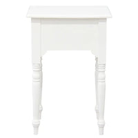 Nueva Timber Turn Leg Single Drawer Side Table - White - Notbrand
