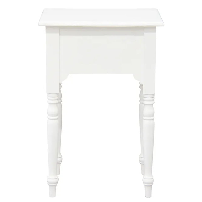 Nueva Timber Turn Leg Single Drawer Side Table - White - Notbrand
