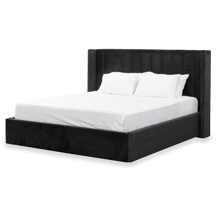 Nyack Wide Base King Sized Bed Frame - Black Velvet - NotBrand