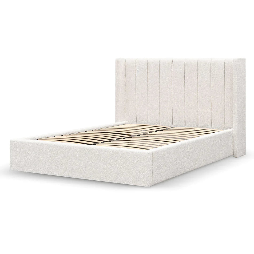 Nyack Wide Base Bed Frame in Snow Boucle - King - NotBrand