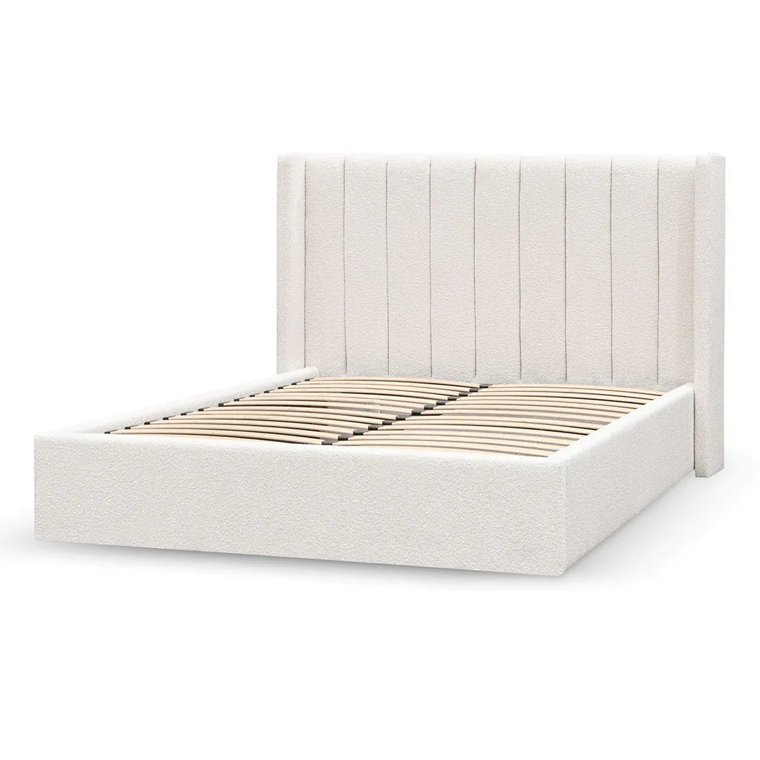 Nyack Wide Base Bed Frame in Snow Boucle - King - NotBrand
