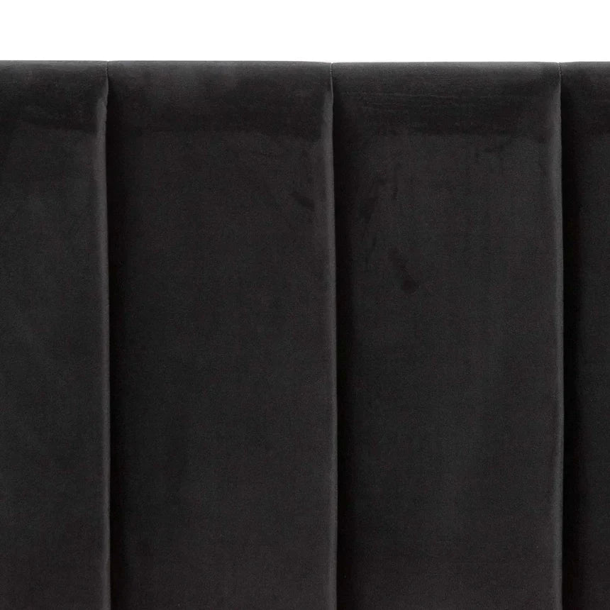 Nyack Wide Base Bed Frame in Black Velvet - Queen - NotBrand