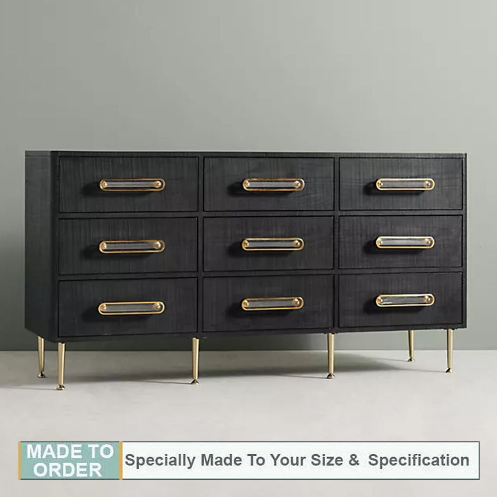 Zivany Textured Hardwood 9 Drawer Dresser - Black - Notbrand