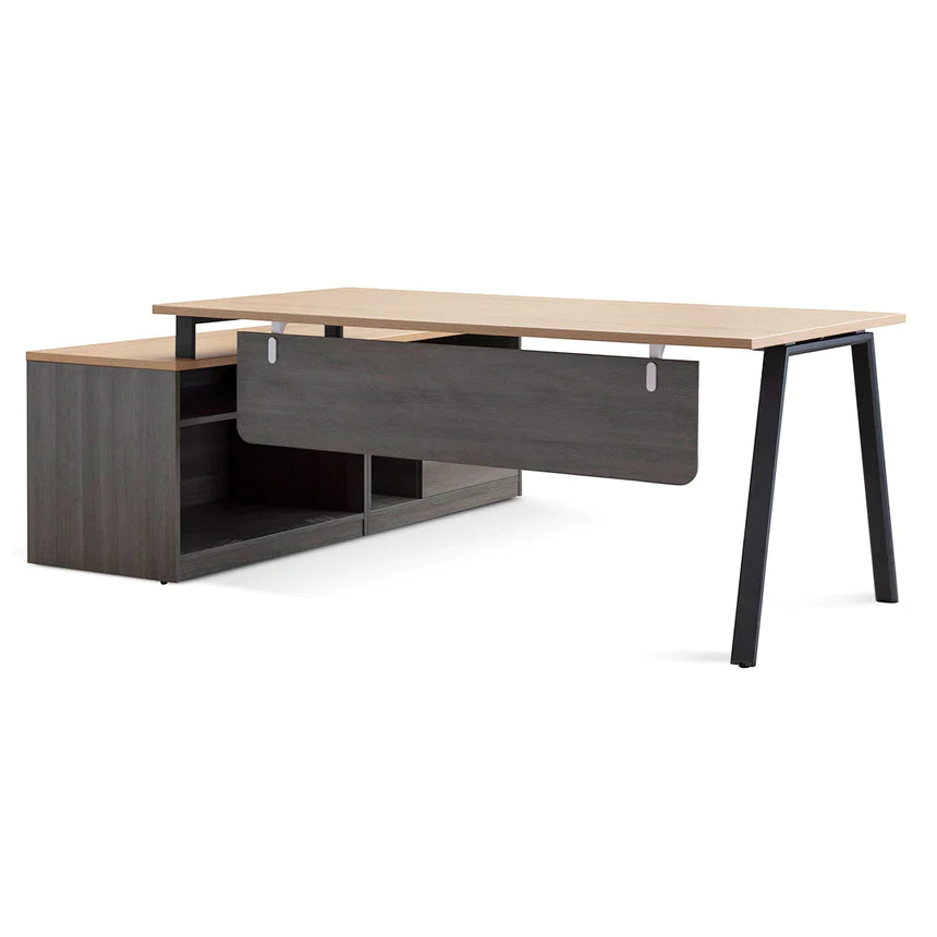Orist Right Return Office Desk - Black with Natural Top - NotBrand